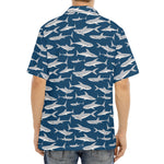 White Shark Pattern Print Aloha Shirt