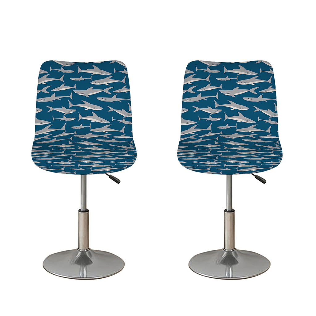 White Shark Pattern Print Bar Stool Covers