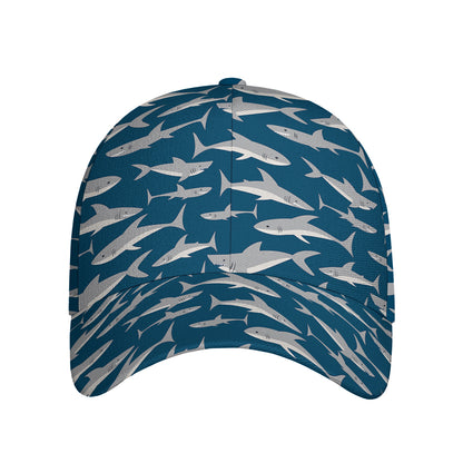 White Shark Pattern Print Baseball Cap