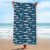 White Shark Pattern Print Beach Towel