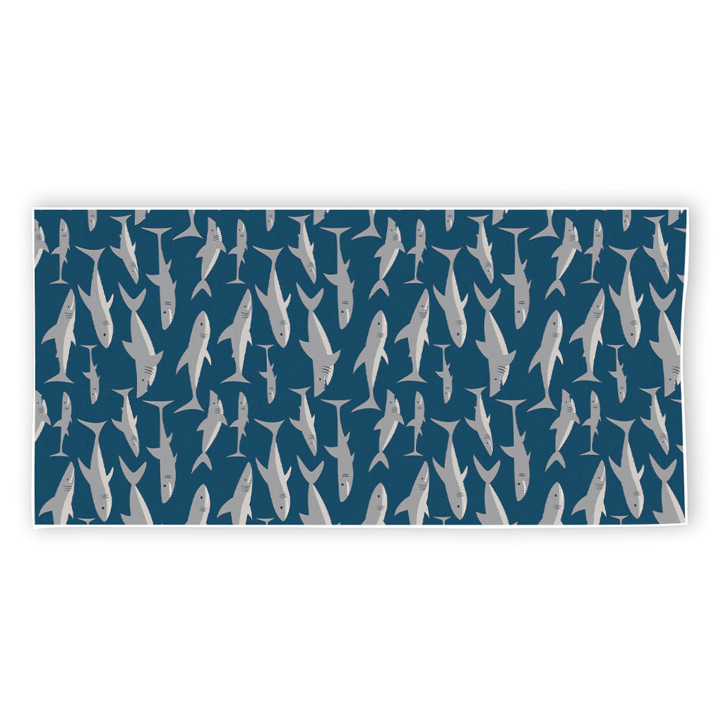 White Shark Pattern Print Beach Towel