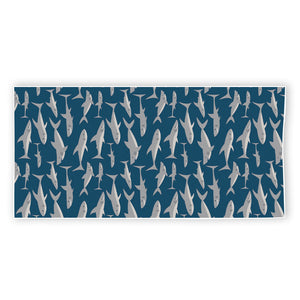 White Shark Pattern Print Beach Towel