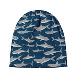 White Shark Pattern Print Beanie