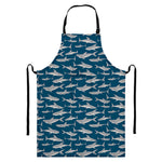 White Shark Pattern Print Bib Apron With Pocket