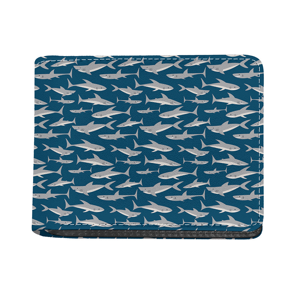 White Shark Pattern Print Bifold Wallet