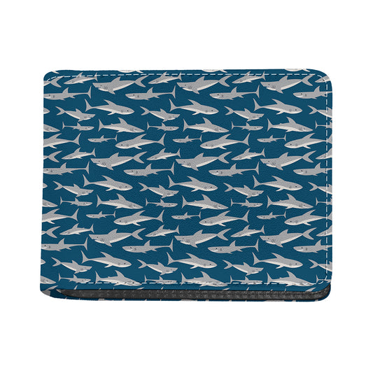 White Shark Pattern Print Bifold Wallet