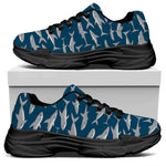 White Shark Pattern Print Black Chunky Shoes