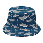 White Shark Pattern Print Bucket Hat