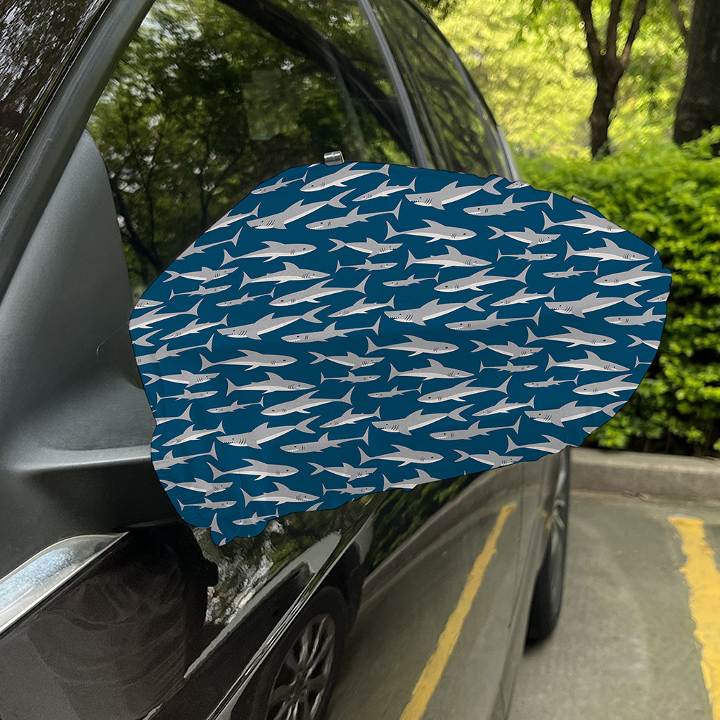 White Shark Pattern Print Car Side Mirror Covers