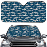 White Shark Pattern Print Car Windshield Sun Shade