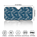 White Shark Pattern Print Car Windshield Sun Shade
