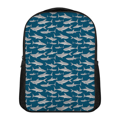 White Shark Pattern Print Casual Backpack
