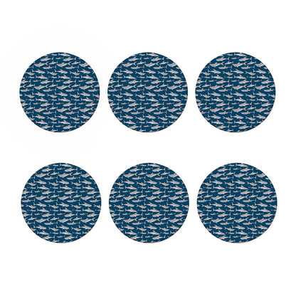 White Shark Pattern Print Coaster Set