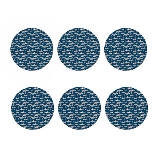 White Shark Pattern Print Coaster Set
