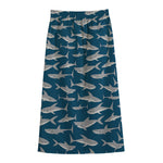 White Shark Pattern Print Cotton Front Slit Maxi Skirt