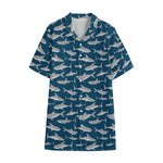 White Shark Pattern Print Cotton Hawaiian Shirt