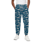 White Shark Pattern Print Cotton Pants