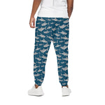 White Shark Pattern Print Cotton Pants