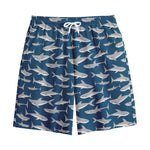 White Shark Pattern Print Cotton Shorts