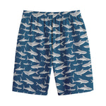White Shark Pattern Print Cotton Shorts