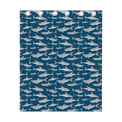 White Shark Pattern Print Curtain