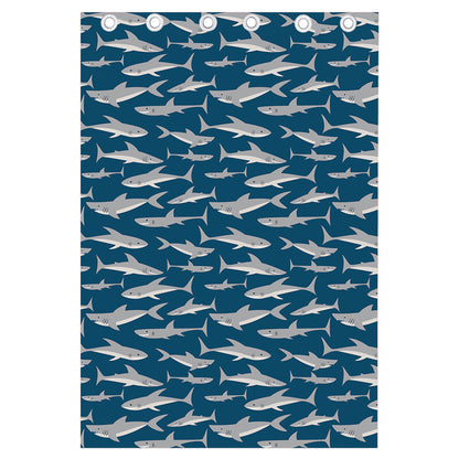 White Shark Pattern Print Curtain