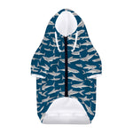 White Shark Pattern Print Dog Zip Up Hoodie