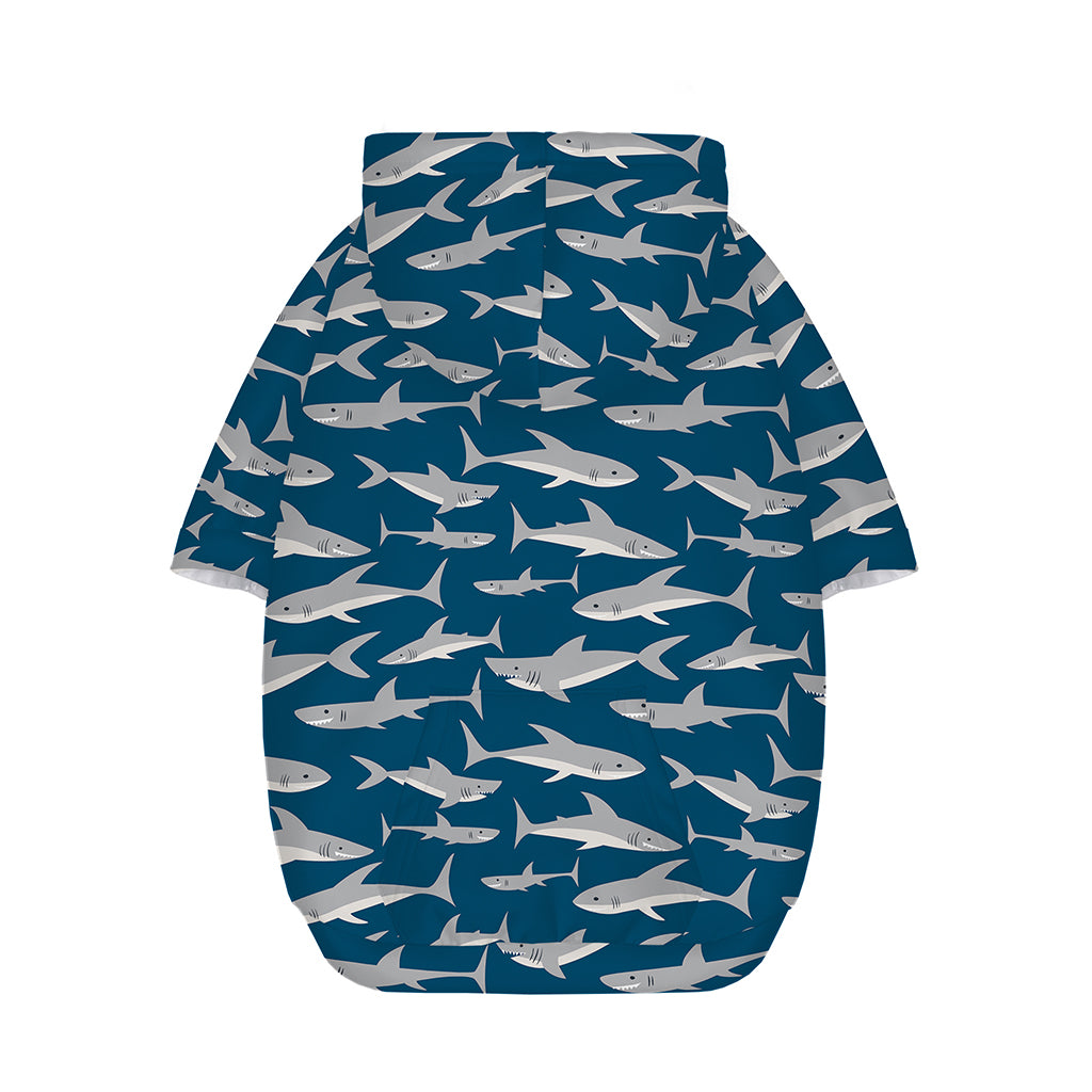 White Shark Pattern Print Dog Zip Up Hoodie