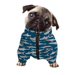 White Shark Pattern Print Dog Zip Up Jacket