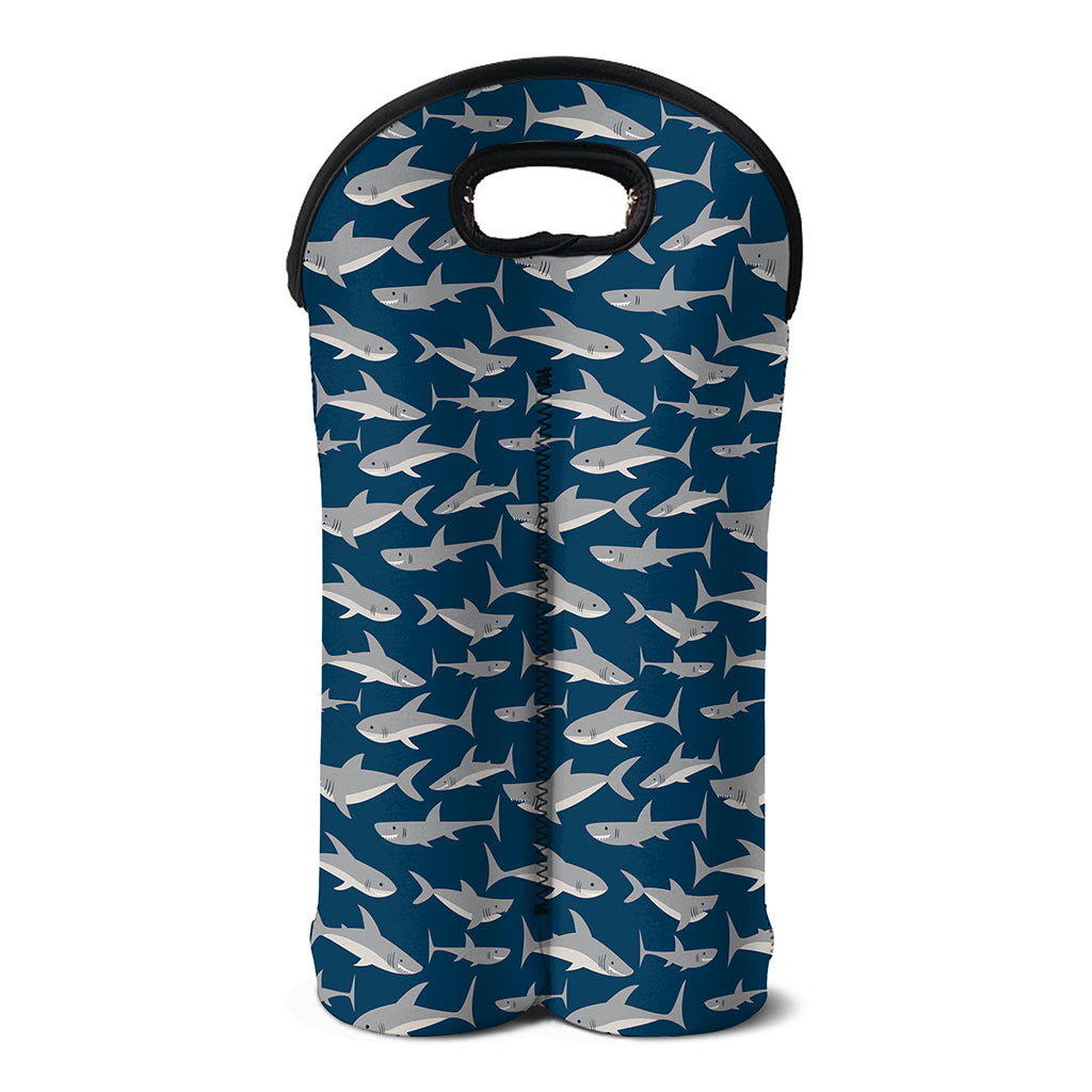 White Shark Pattern Print Double Neoprene Wine Tote