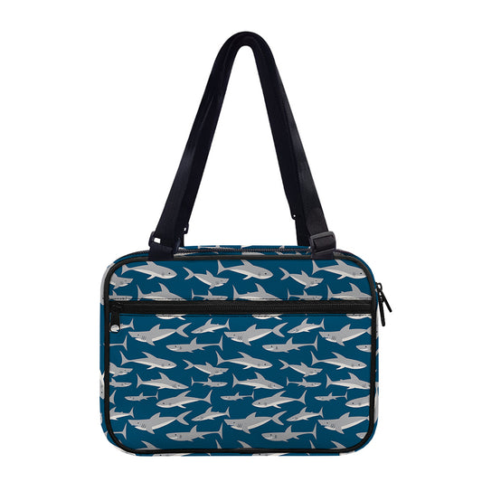 White Shark Pattern Print Double Strap Bible Bag