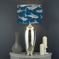 White Shark Pattern Print Drum Lamp Shade