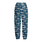White Shark Pattern Print Fleece Lined Knit Pants