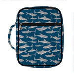 White Shark Pattern Print Front Pocket Bible Bag