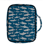 White Shark Pattern Print Front Pocket Bible Bag