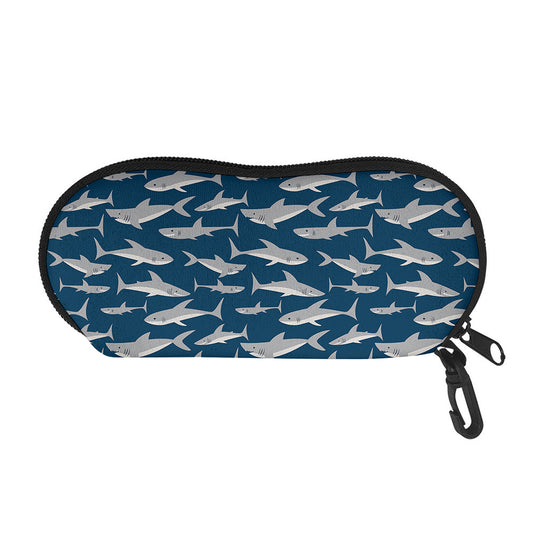 White Shark Pattern Print Glasses Case