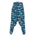 White Shark Pattern Print Hammer Pants
