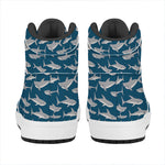White Shark Pattern Print High Top Leather Sneakers