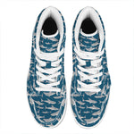 White Shark Pattern Print High Top Leather Sneakers
