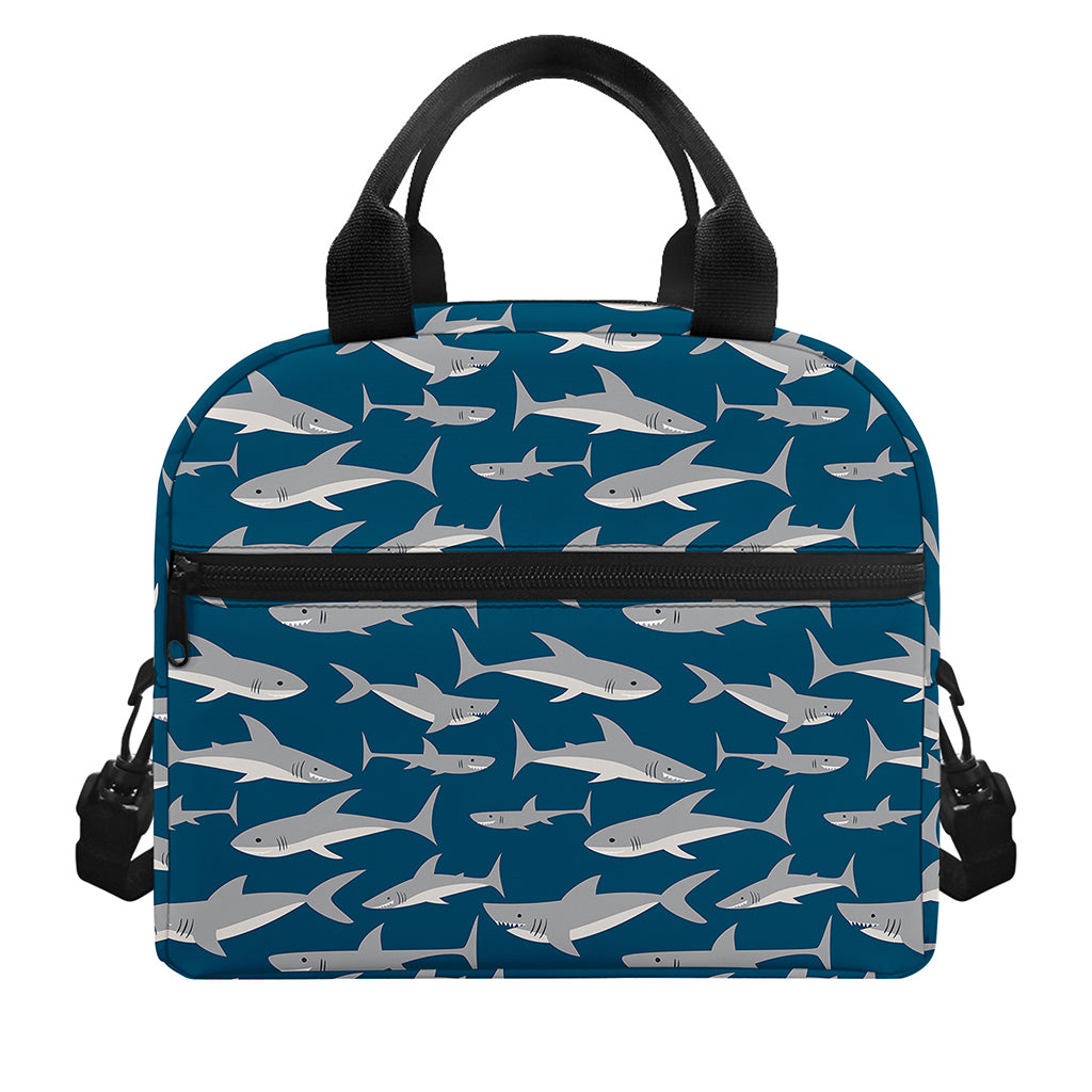 White Shark Pattern Print Insulated Lunch Bag