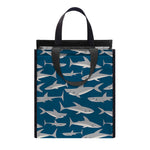 White Shark Pattern Print Insulated Lunch Tote
