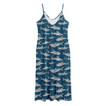 White Shark Pattern Print Jersey Midi Cami Dress