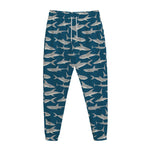White Shark Pattern Print Jogger Pants