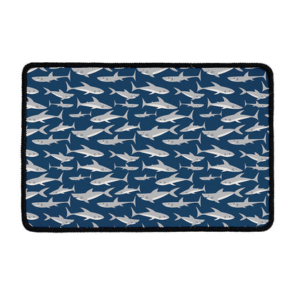 White Shark Pattern Print Kitchen Mat