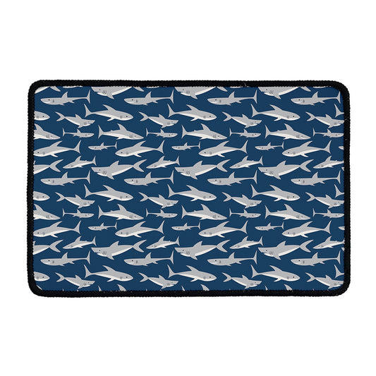 White Shark Pattern Print Kitchen Mat