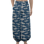 White Shark Pattern Print Lantern Pants