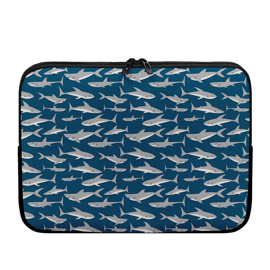 White Shark Pattern Print Laptop Sleeve