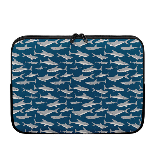 White Shark Pattern Print Laptop Sleeve