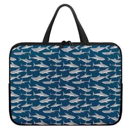 White Shark Pattern Print Laptop Sleeve With Handle