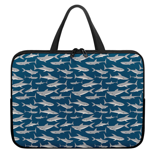 White Shark Pattern Print Laptop Sleeve With Handle
